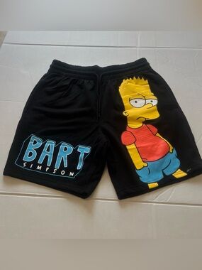 Bart Simpson Black Graphic Athletic Shorts